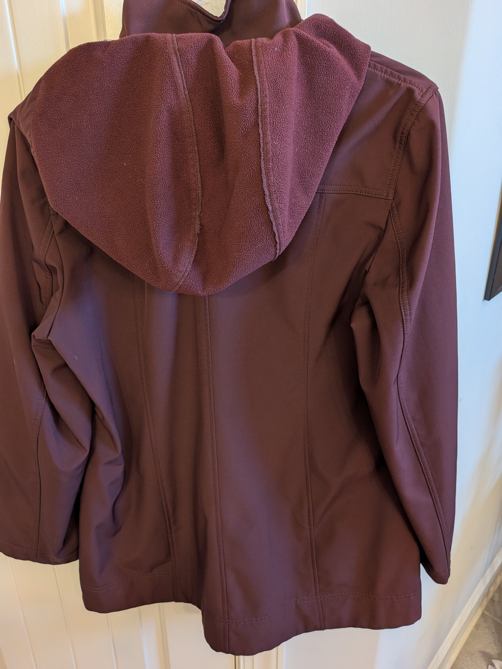 Andrew Marc XLG Burgundy Softshell Jacket Detachable Hood Water Repellent - Picture 6 of 14